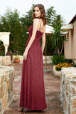 Spaghetti Straps Lace Formal Evening Dresses Square Party Bridesmaid Dress with Slit