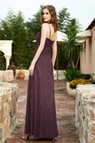 Spaghetti Straps Lace Formal Evening Dresses Square Party Bridesmaid Dress with Slit