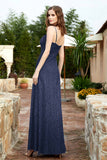 Spaghetti Straps Lace Formal Evening Dresses Square Party Bridesmaid Dress with Slit