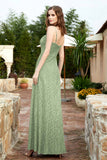 Spaghetti Straps Lace Formal Evening Dresses Square Party Bridesmaid Dress with Slit