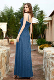 Spaghetti Straps Lace Formal Evening Dresses Square Party Bridesmaid Dress with Slit