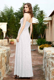 Spaghetti Straps Lace Formal Evening Dresses Square Party Bridesmaid Dress with Slit