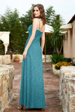 Spaghetti Straps Lace Formal Evening Dresses Square Party Bridesmaid Dress with Slit