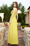 Spaghetti Straps Lace Formal Evening Dresses Square Party Bridesmaid Dress with Slit