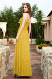 Spaghetti Straps Lace Formal Evening Dresses Square Party Bridesmaid Dress with Slit