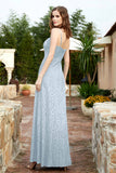 Spaghetti Straps Lace Formal Evening Dresses Square Party Bridesmaid Dress with Slit