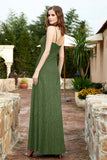 Spaghetti Straps Lace Formal Evening Dresses Square Party Bridesmaid Dress with Slit