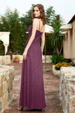 Spaghetti Straps Lace Formal Evening Dresses Square Party Bridesmaid Dress with Slit
