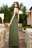 Spaghetti Straps Lace Formal Evening Dresses Square Party Bridesmaid Dress with Slit