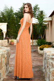 Spaghetti Straps Lace Formal Evening Dresses Square Party Bridesmaid Dress with Slit