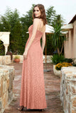 Spaghetti Straps Lace Formal Evening Dresses Square Party Bridesmaid Dress with Slit