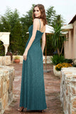 Spaghetti Straps Lace Formal Evening Dresses Square Party Bridesmaid Dress with Slit