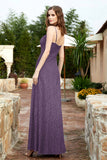 Spaghetti Straps Lace Formal Evening Dresses Square Party Bridesmaid Dress with Slit