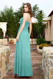 Spaghetti Straps Lace Formal Evening Dresses Square Party Bridesmaid Dress with Slit