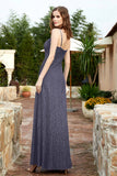 Spaghetti Straps Lace Formal Evening Dresses Square Party Bridesmaid Dress with Slit