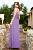 Spaghetti Straps Lace Formal Evening Dresses Square Party Bridesmaid Dress with Slit