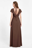 Deep V Neck Chiffon Bridesmaid Dress Flutter Sleeves Formal Evening Dresses Gowns with Slit
