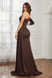 One Shoulder Satin Formal Evening Dresses with Long Sleeves Ruched Prom Party Dress Gowns