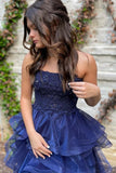 A-line Lace Appliques Organza Short Homecoming Dress