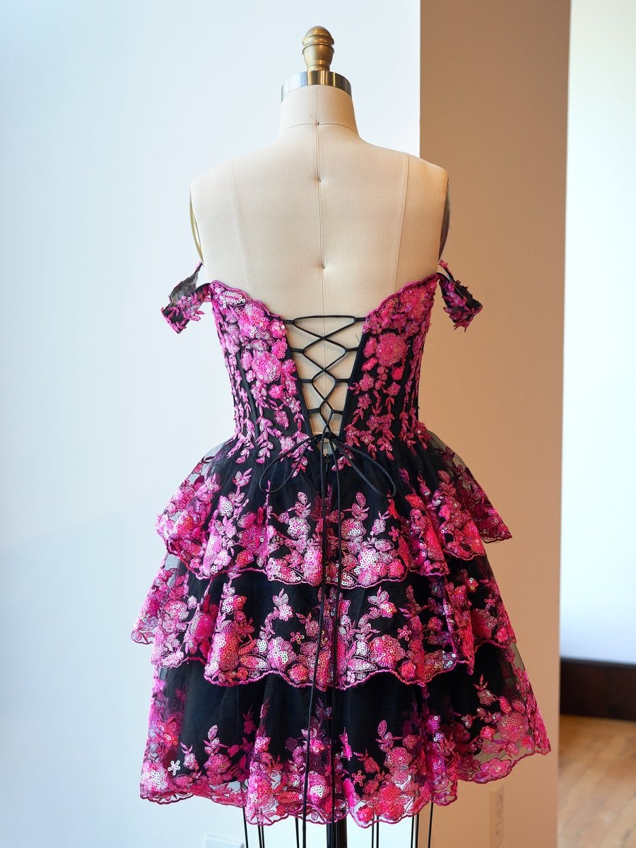 Navy Blue A-Line Sweetheart Tiered Short Homecoming & Cocktail Dresses