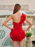 One Shoulder Bodycon Homecoming Dress With Ruffles