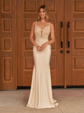 Mermaid Spaghetti Straps Satin Prom Dress
