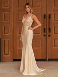 Mermaid Spaghetti Straps Satin Prom Dress