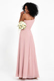 One Shoulder Zipper Chiffon Bridesmaid Dresses with Slit Long Formal Evening Dress Gowns