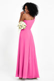 One Shoulder Zipper Chiffon Bridesmaid Dresses with Slit Long Formal Evening Dress Gowns