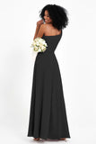 One Shoulder Zipper Chiffon Bridesmaid Dresses with Slit Long Formal Evening Dress Gowns