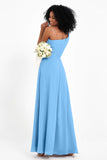 One Shoulder Zipper Chiffon Bridesmaid Dresses with Slit Long Formal Evening Dress Gowns