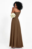 One Shoulder Zipper Chiffon Bridesmaid Dresses with Slit Long Formal Evening Dress Gowns