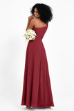 One Shoulder Zipper Chiffon Bridesmaid Dresses with Slit Long Formal Evening Dress Gowns