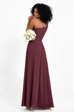 One Shoulder Zipper Chiffon Bridesmaid Dresses with Slit Long Formal Evening Dress Gowns