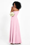 One Shoulder Zipper Chiffon Bridesmaid Dresses with Slit Long Formal Evening Dress Gowns