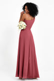 One Shoulder Zipper Chiffon Bridesmaid Dresses with Slit Long Formal Evening Dress Gowns