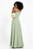 One Shoulder Zipper Chiffon Bridesmaid Dresses with Slit Long Formal Evening Dress Gowns