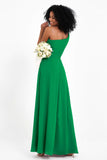 One Shoulder Zipper Chiffon Bridesmaid Dresses with Slit Long Formal Evening Dress Gowns