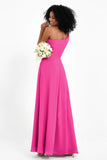 One Shoulder Zipper Chiffon Bridesmaid Dresses with Slit Long Formal Evening Dress Gowns