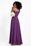 One Shoulder Zipper Chiffon Bridesmaid Dresses with Slit Long Formal Evening Dress Gowns