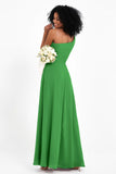 One Shoulder Zipper Chiffon Bridesmaid Dresses with Slit Long Formal Evening Dress Gowns