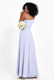 One Shoulder Zipper Chiffon Bridesmaid Dresses with Slit Long Formal Evening Dress Gowns