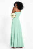 One Shoulder Zipper Chiffon Bridesmaid Dresses with Slit Long Formal Evening Dress Gowns