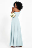 One Shoulder Zipper Chiffon Bridesmaid Dresses with Slit Long Formal Evening Dress Gowns