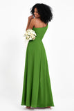 One Shoulder Zipper Chiffon Bridesmaid Dresses with Slit Long Formal Evening Dress Gowns