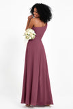 One Shoulder Zipper Chiffon Bridesmaid Dresses with Slit Long Formal Evening Dress Gowns