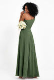One Shoulder Zipper Chiffon Bridesmaid Dresses with Slit Long Formal Evening Dress Gowns
