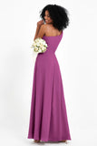 One Shoulder Zipper Chiffon Bridesmaid Dresses with Slit Long Formal Evening Dress Gowns