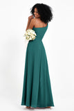 One Shoulder Zipper Chiffon Bridesmaid Dresses with Slit Long Formal Evening Dress Gowns