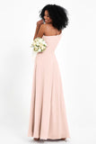 One Shoulder Zipper Chiffon Bridesmaid Dresses with Slit Long Formal Evening Dress Gowns